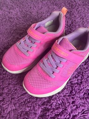 Skechers Girls Pink and Lavender Slip-On Athletic Sneakers